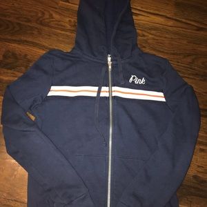 Pink Navy blue Zip up Hoodie